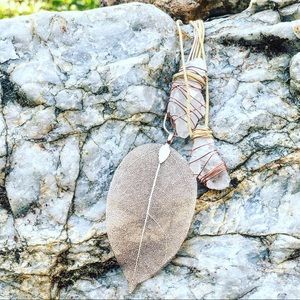 Rose Gold Leaf And Hand Cut Clear Crystal Quartz